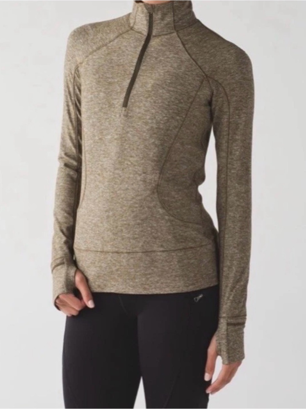 Lululemon  Women’s Rush Hour 1/4 Zip Heathered Military Green Size 2 Outdoor EUC